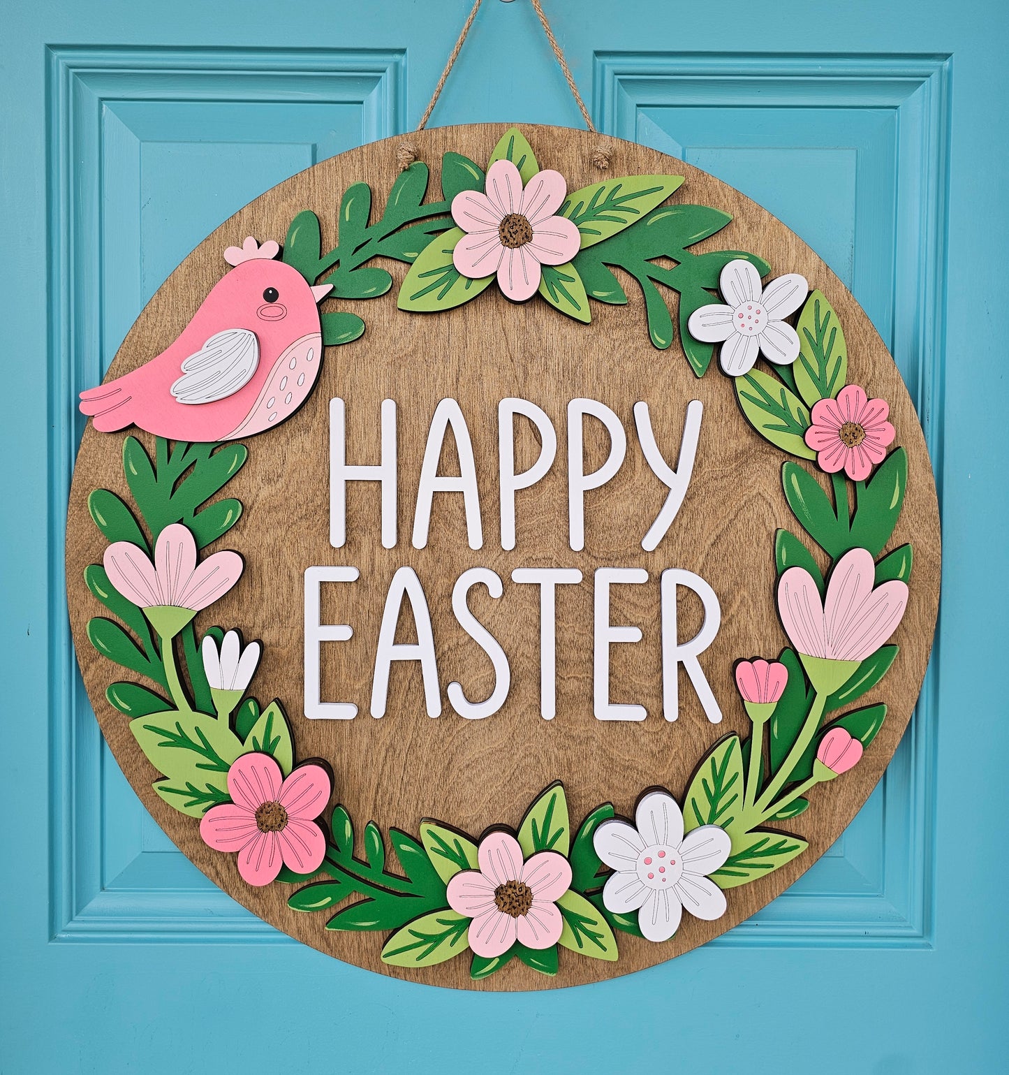 Easter Floral Wreath Door Hanger