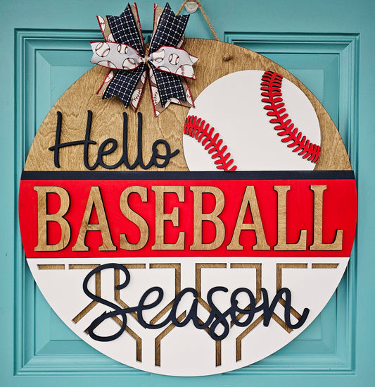 Hello Baseball Season Door Hanger