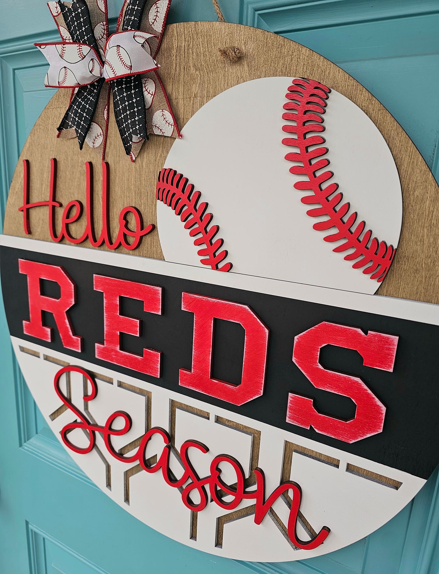 Hello Reds Season Door Hanger