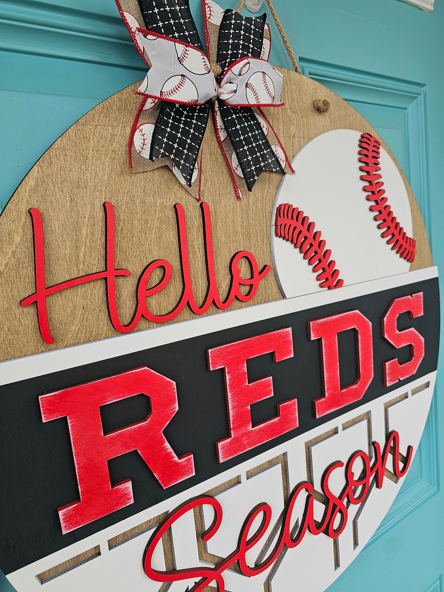Hello Reds Season Door Hanger