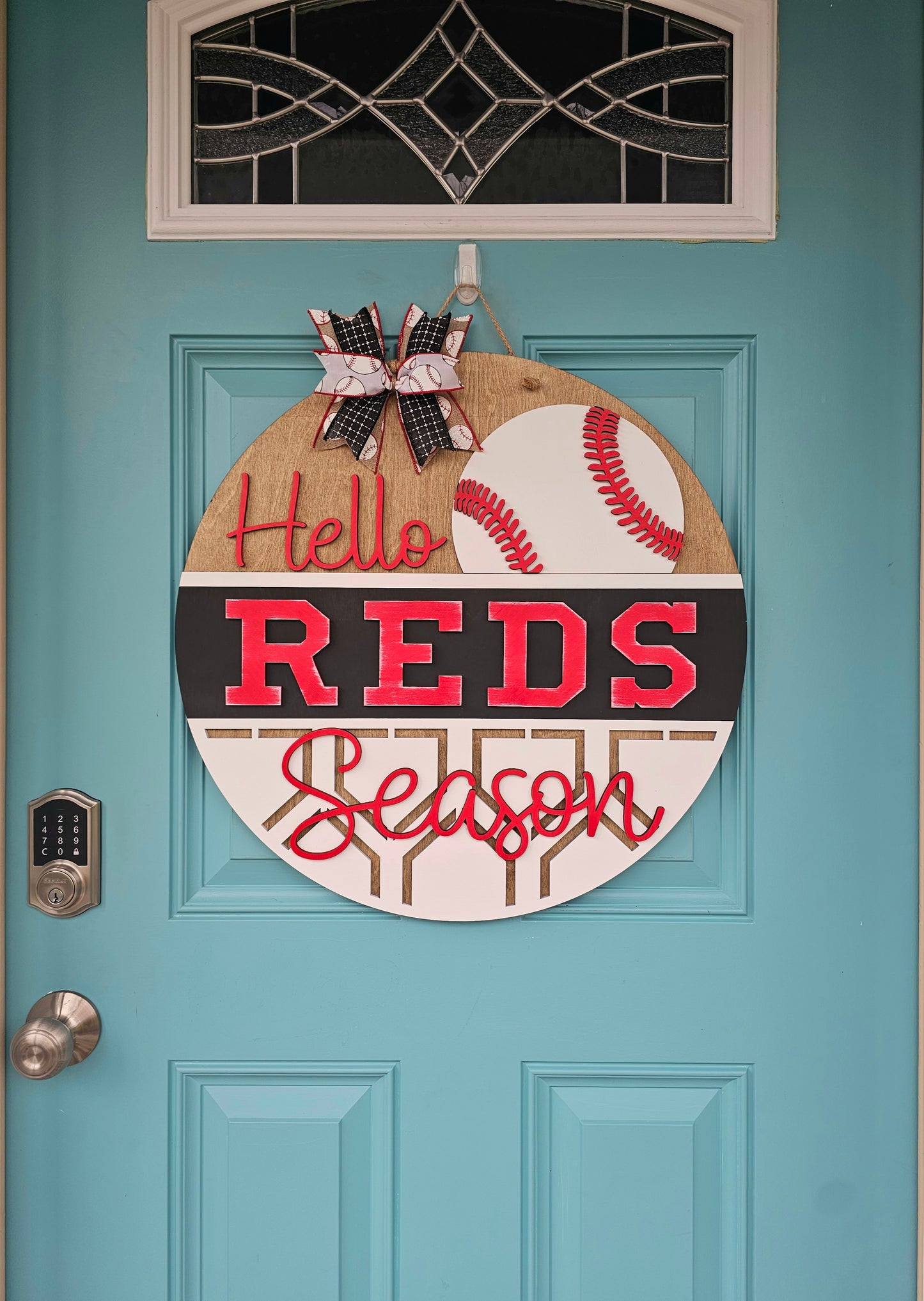 Hello Reds Season Door Hanger