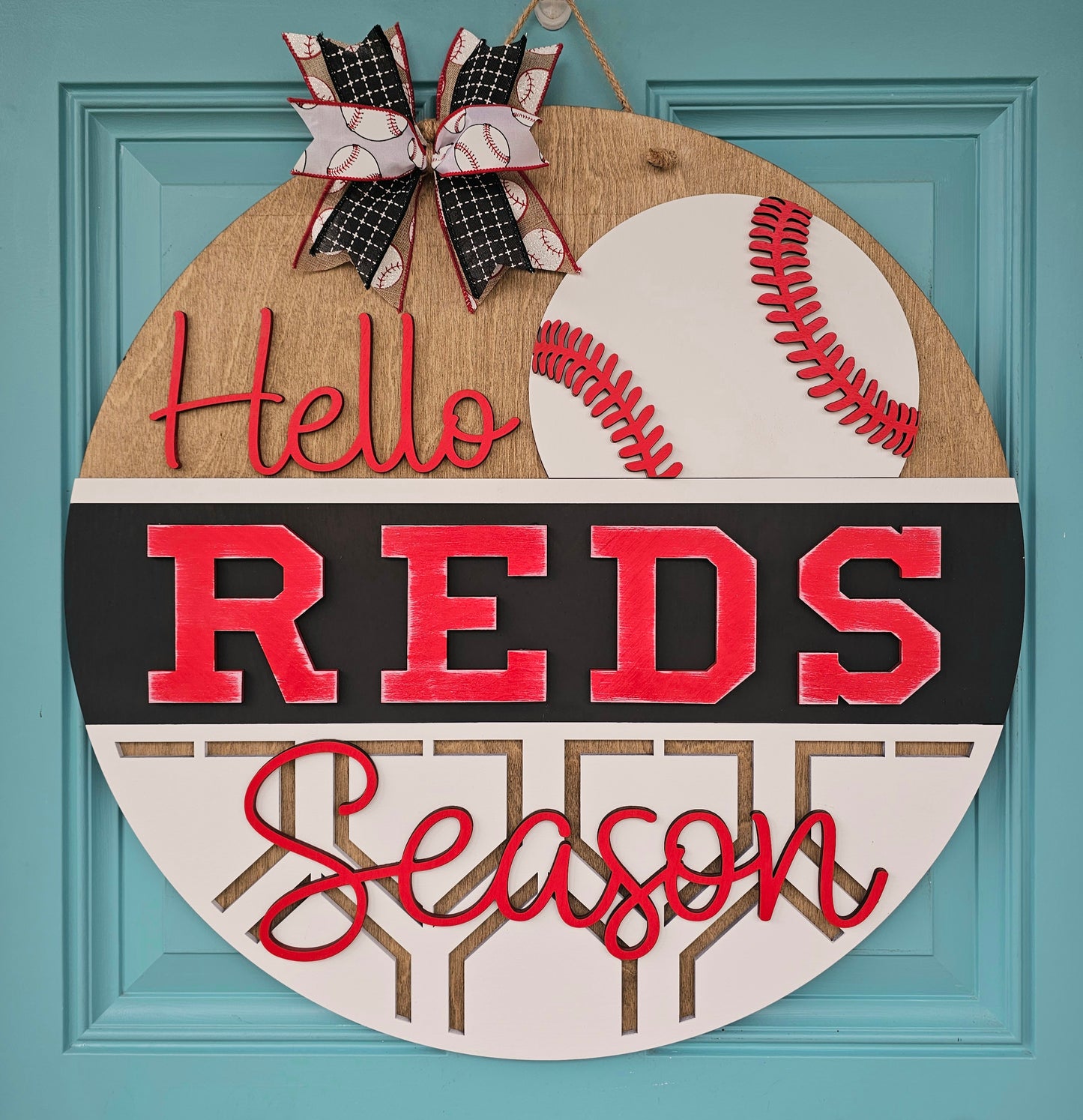 Hello Reds Season Door Hanger