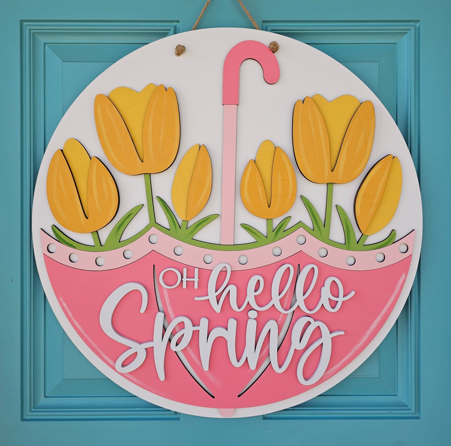 Oh Hello Spring Umbrella Door Hanger