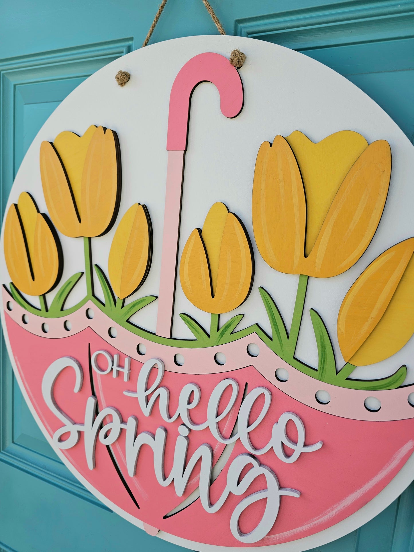 Oh Hello Spring Umbrella Door Hanger