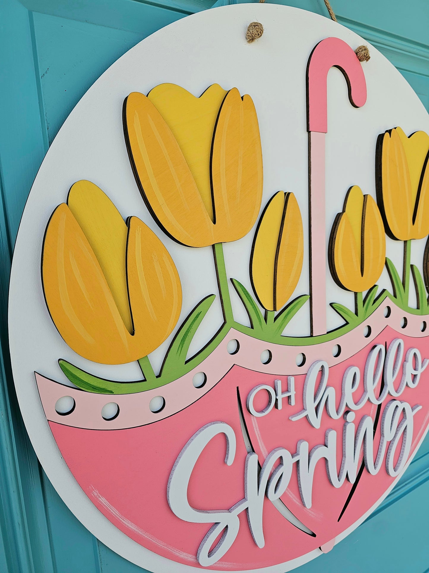 Oh Hello Spring Umbrella Door Hanger