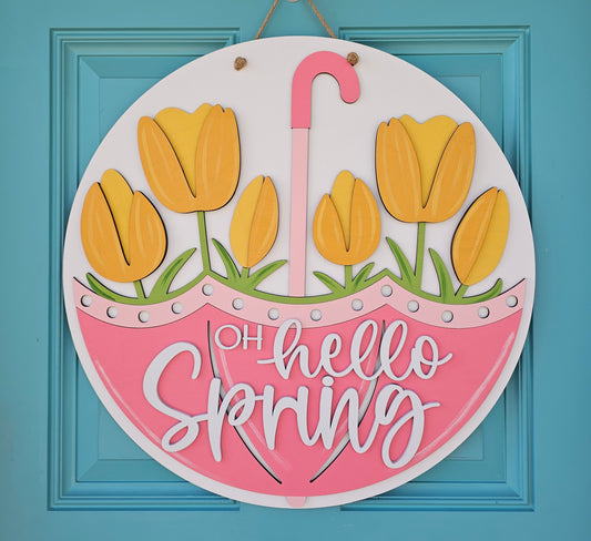 Oh Hello Spring Umbrella Door Hanger