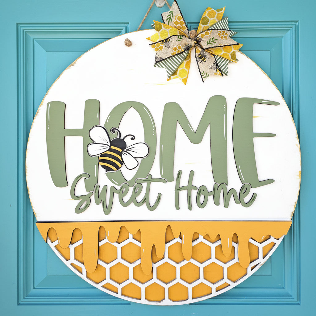 Home Sweet Home Honeycomb Bee Door Hanger