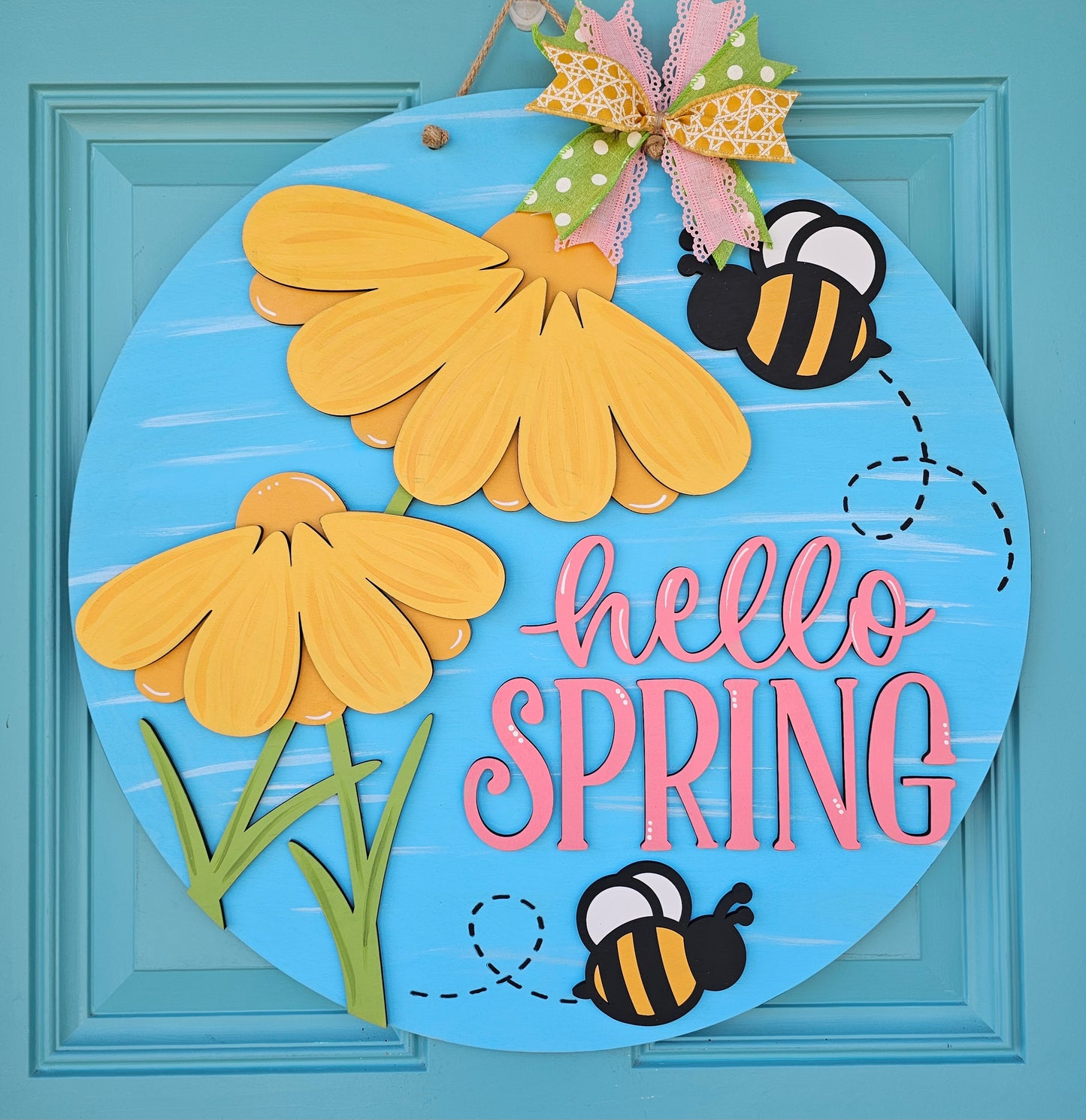 Hello Spring Bee Flower Door Hanger