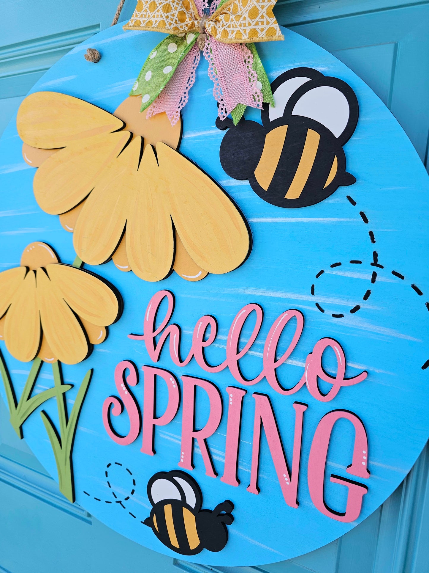 Hello Spring Bee Flower Door Hanger
