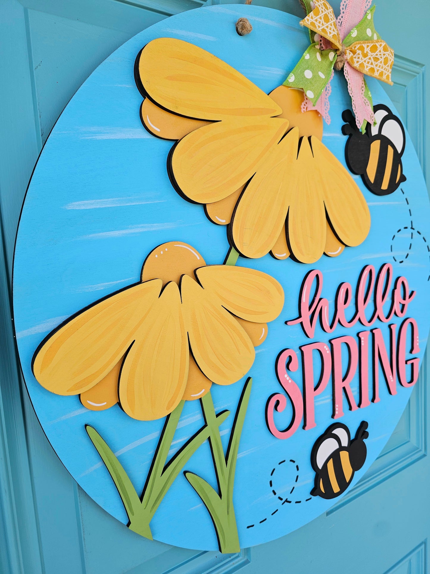 Hello Spring Bee Flower Door Hanger