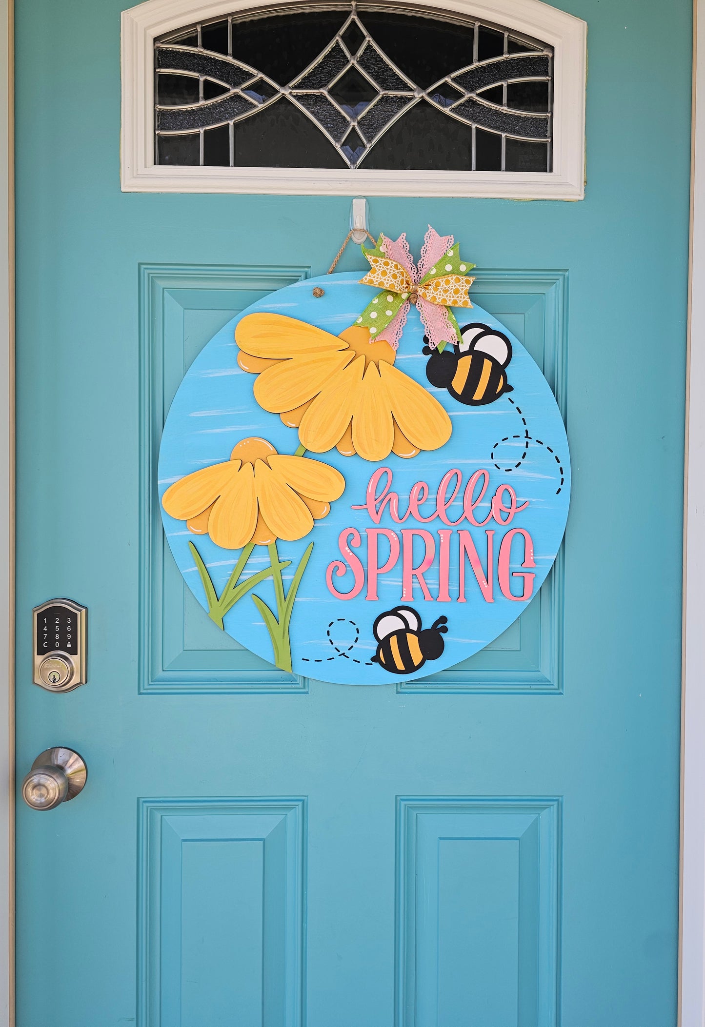 Hello Spring Bee Flower Door Hanger