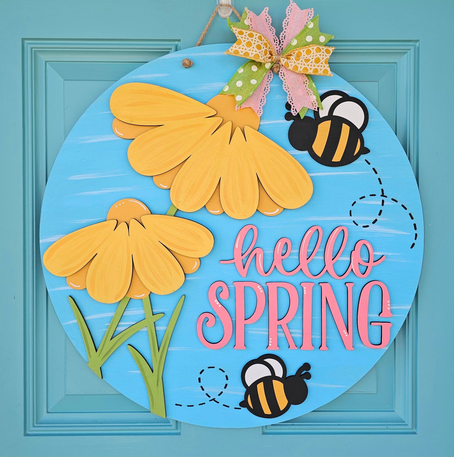 Hello Spring Bee Flower Door Hanger