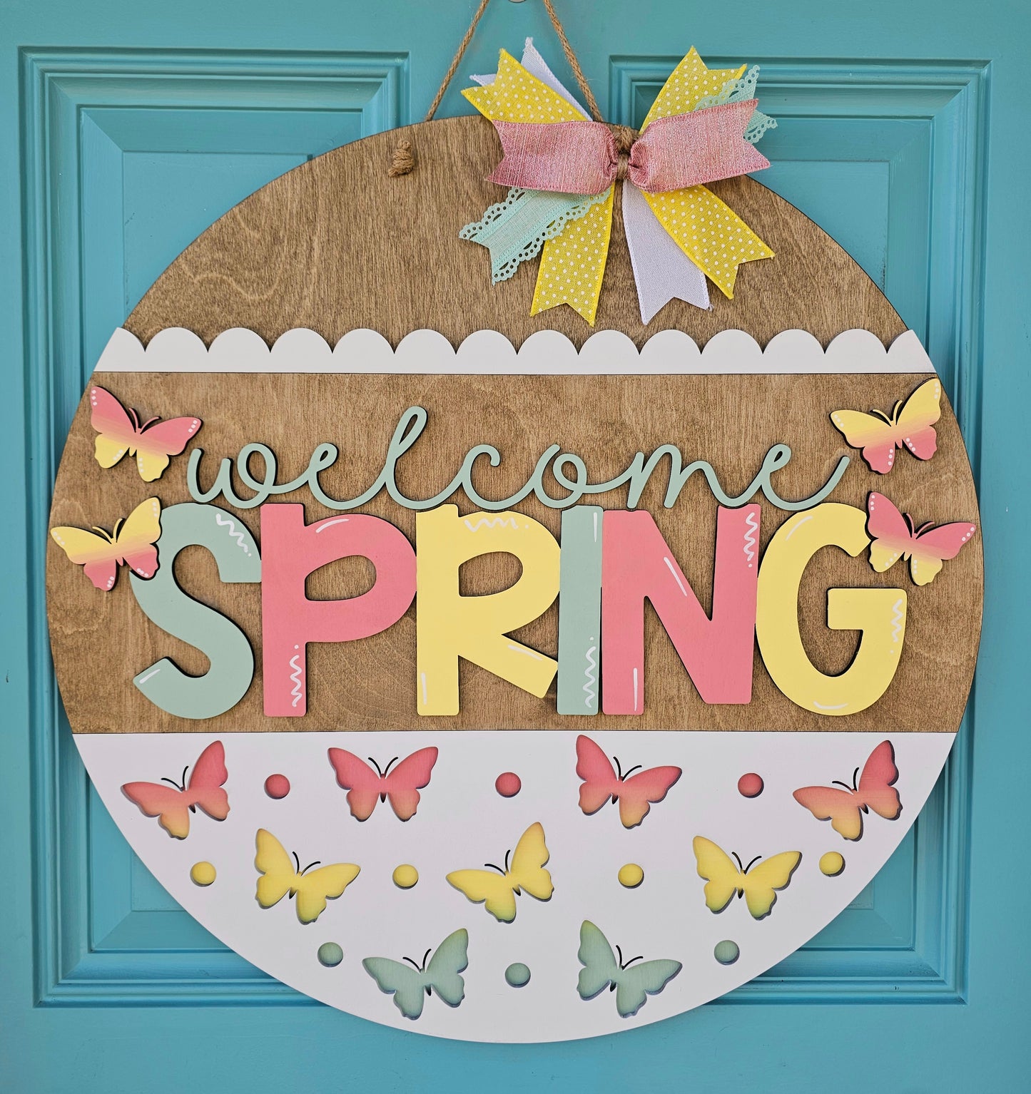 Welcome Spring Butterfly Door Hanger