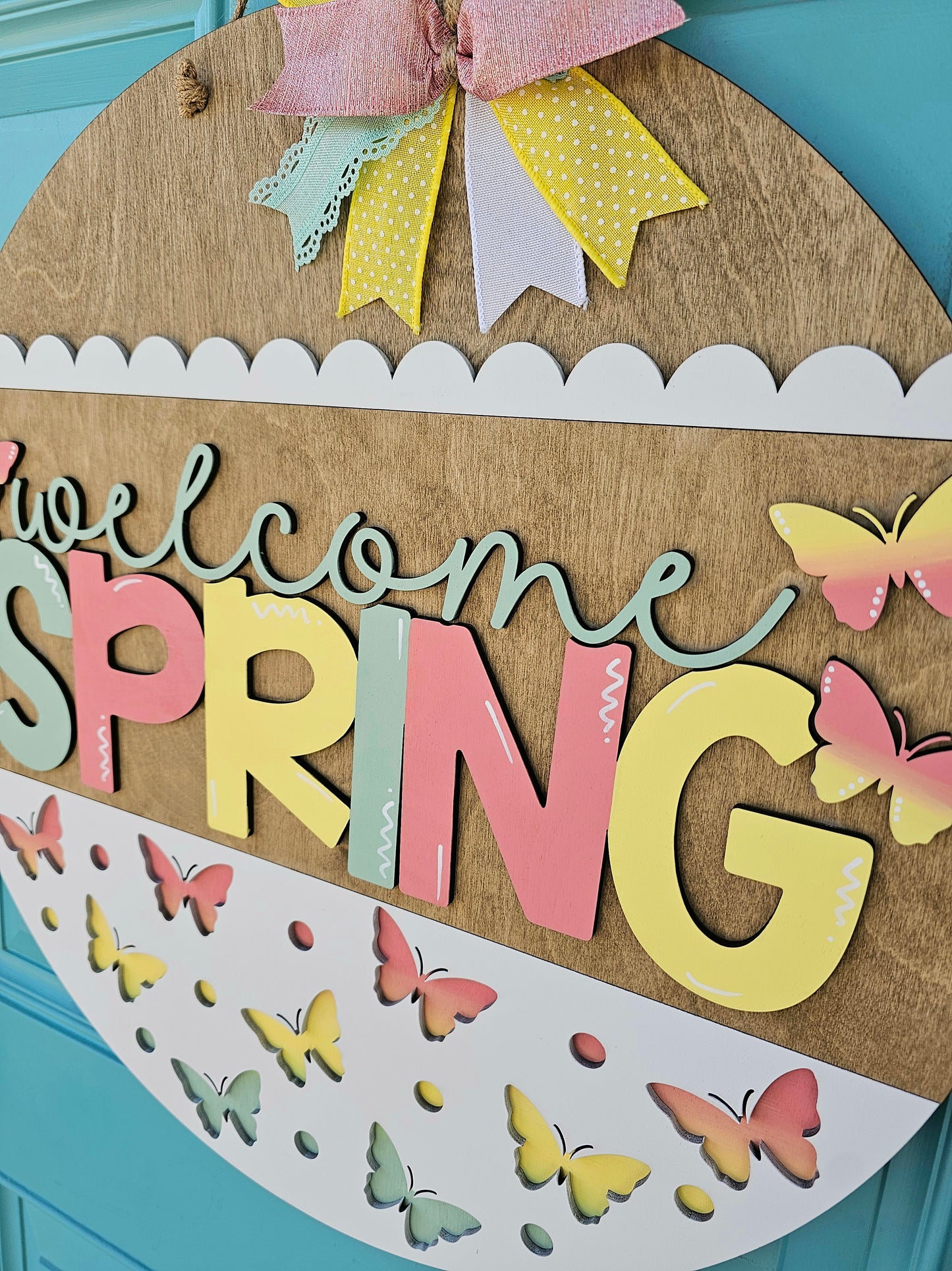 Welcome Spring Butterfly Door Hanger