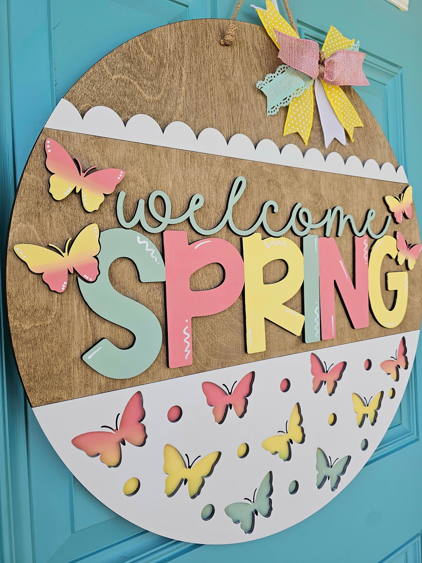Welcome Spring Butterfly Door Hanger