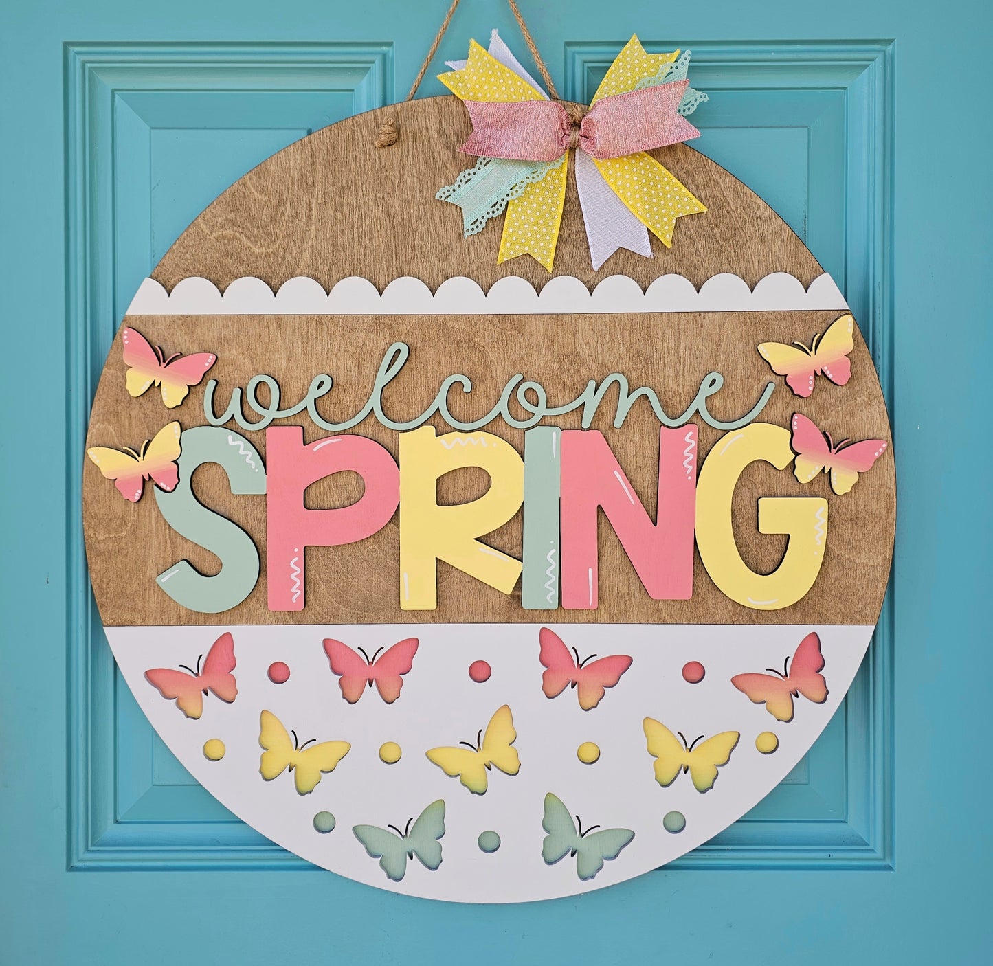 Welcome Spring Butterfly Door Hanger