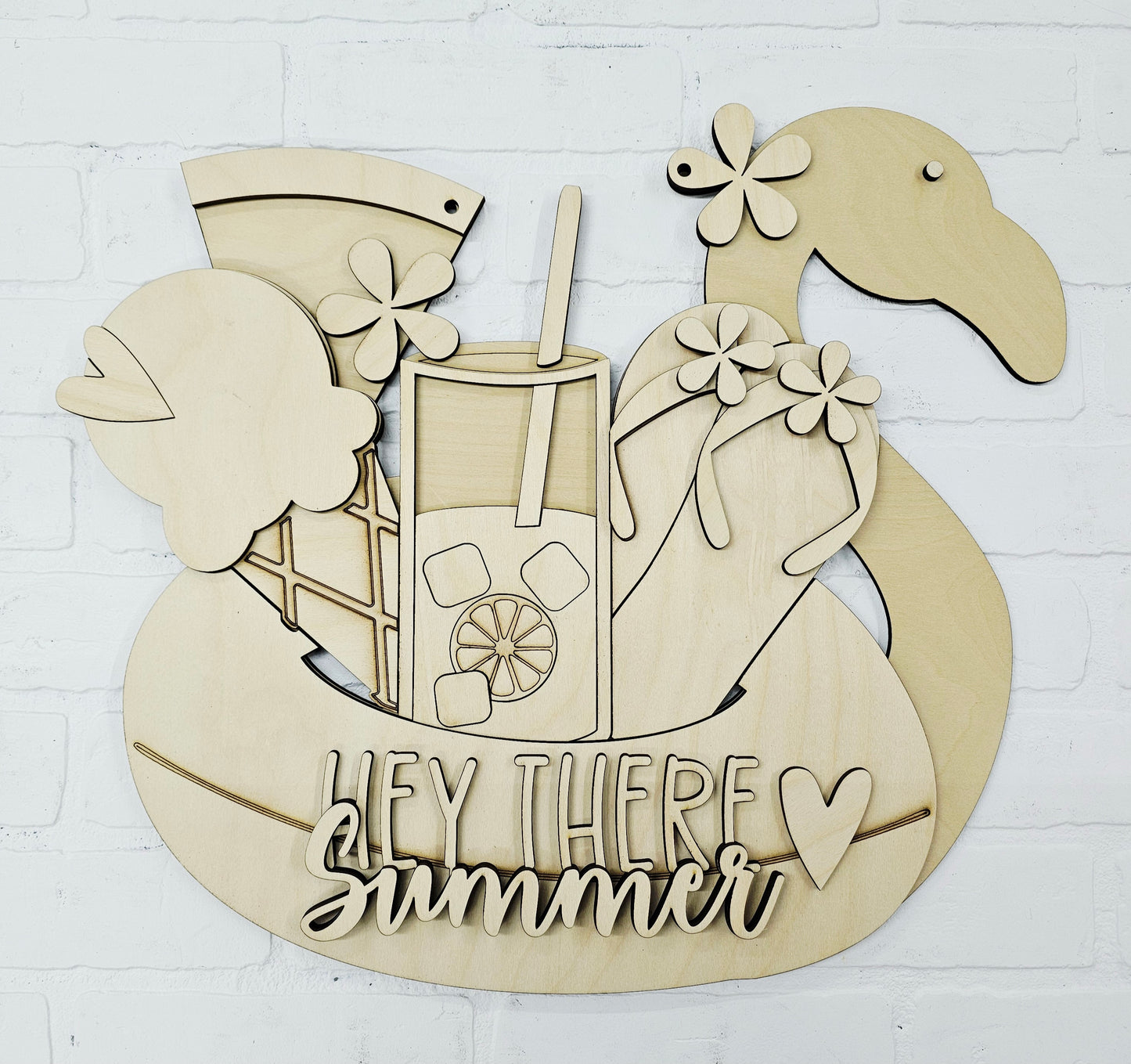 Summer Flamingo Floaty Door Hanger