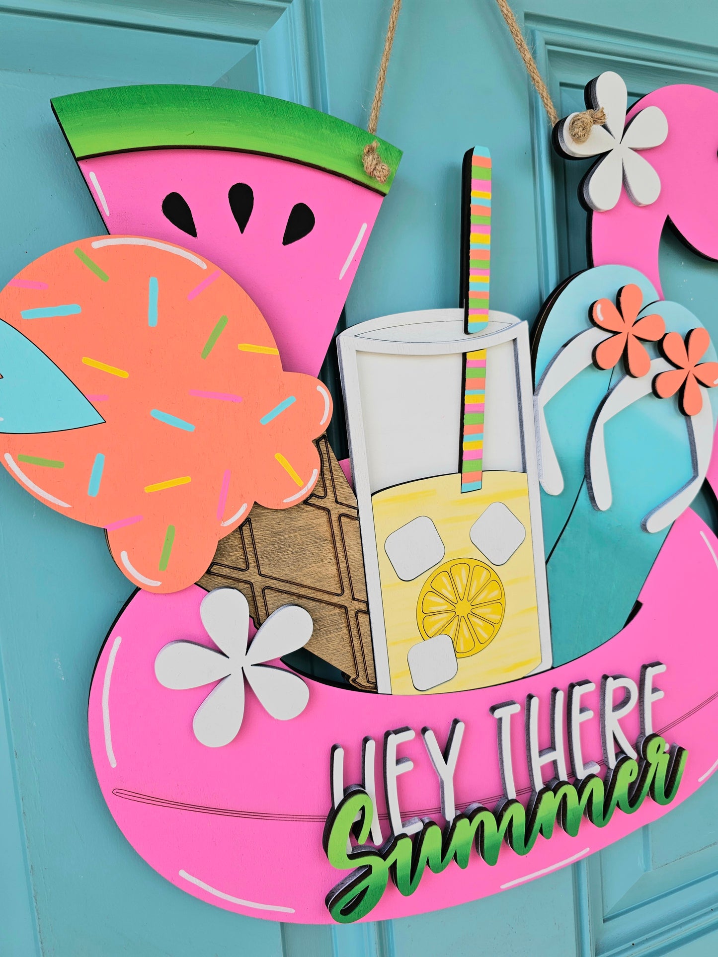 Summer Flamingo Floaty Door Hanger