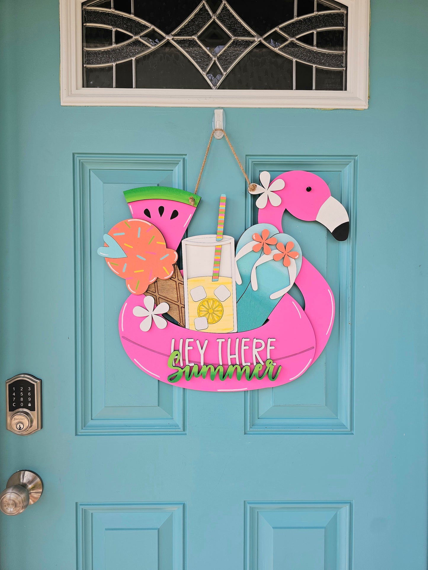 Summer Flamingo Floaty Door Hanger