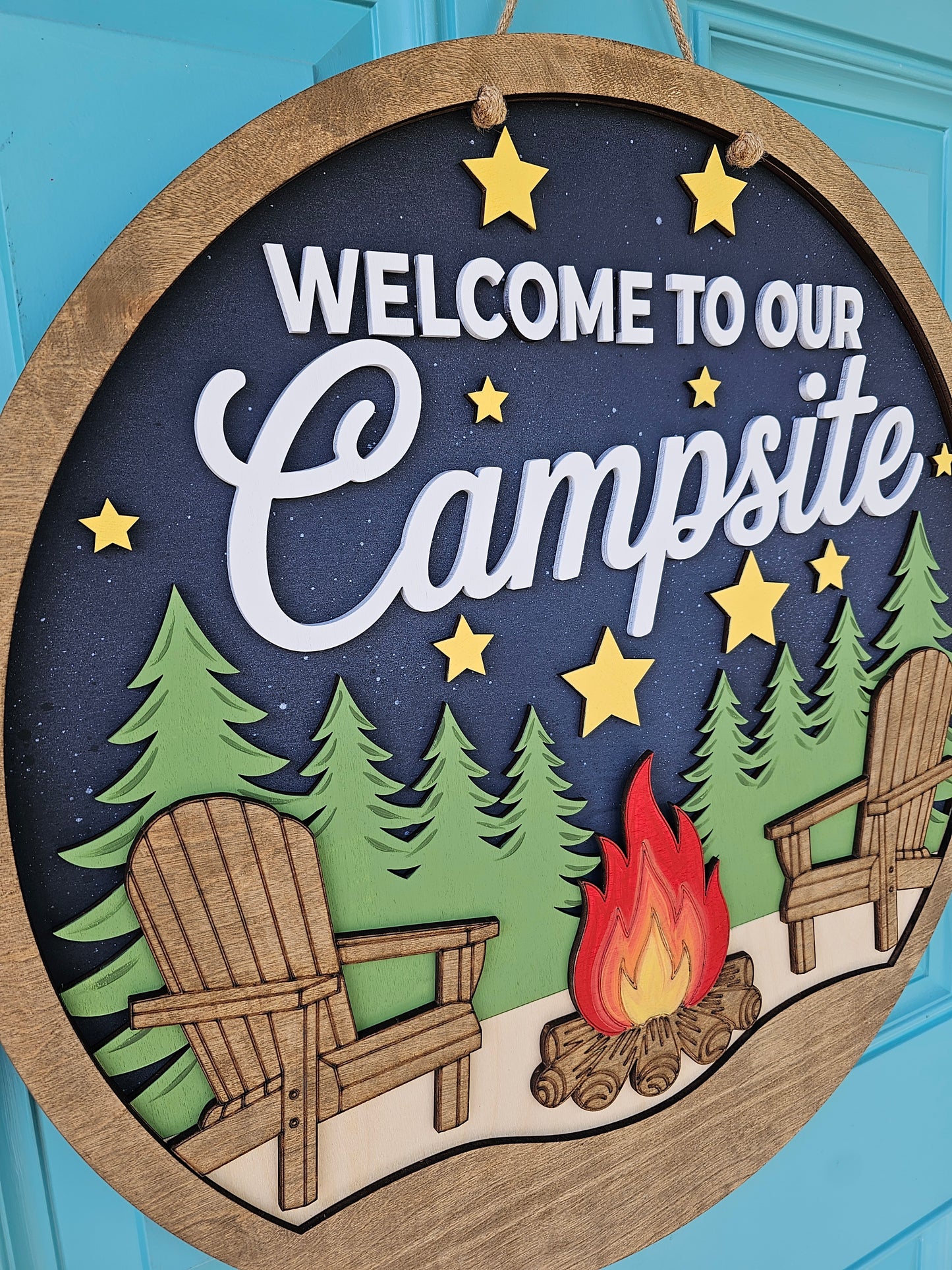 Welcome to our Campsite Fire Door Hanger