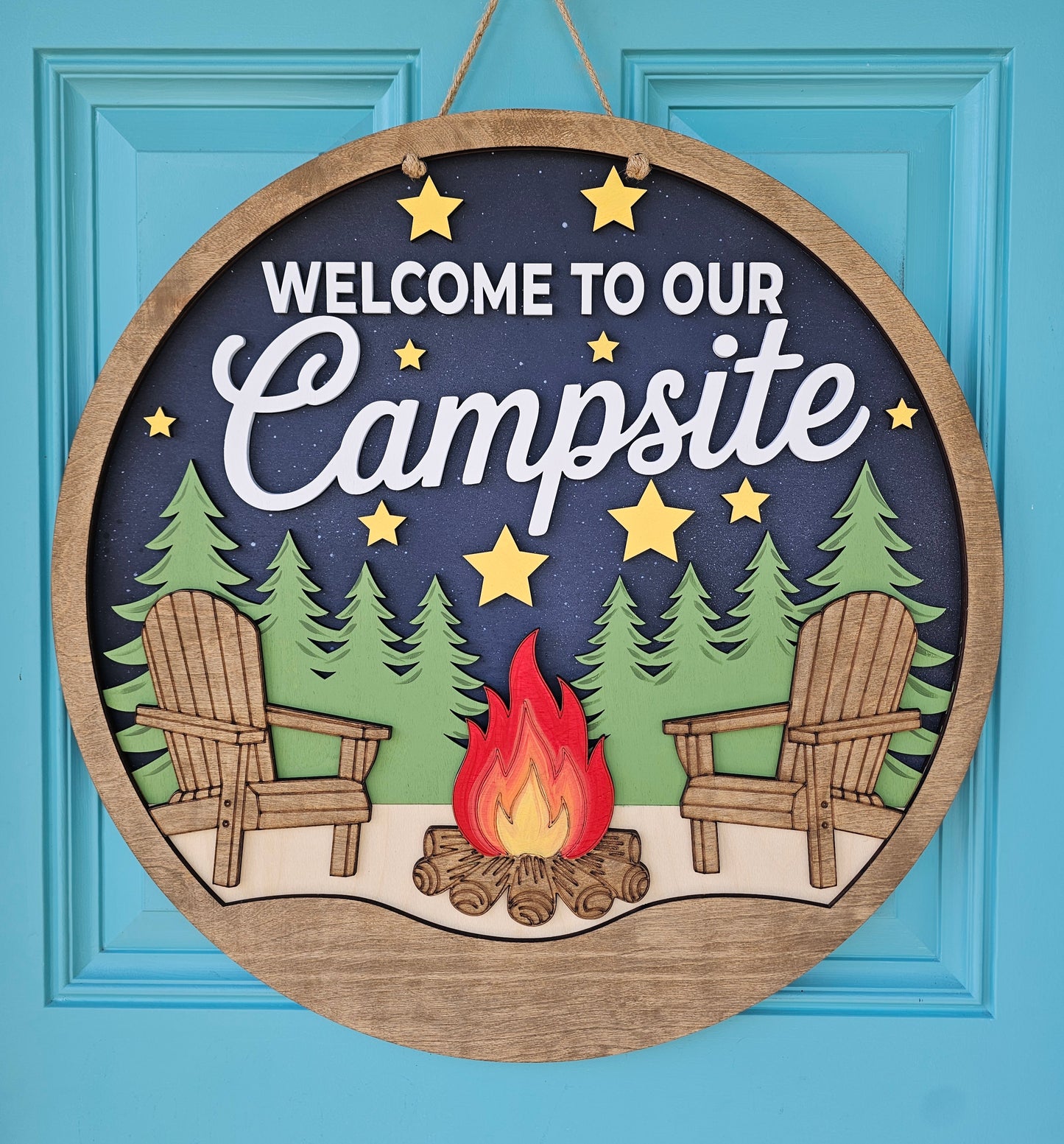 Welcome to our Campsite Fire Door Hanger