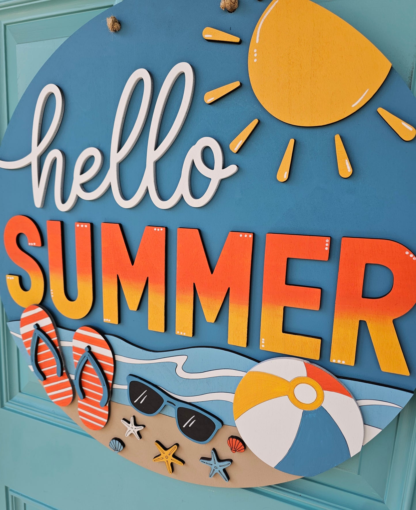 Hello Summer Sunny Beach Door Hanger