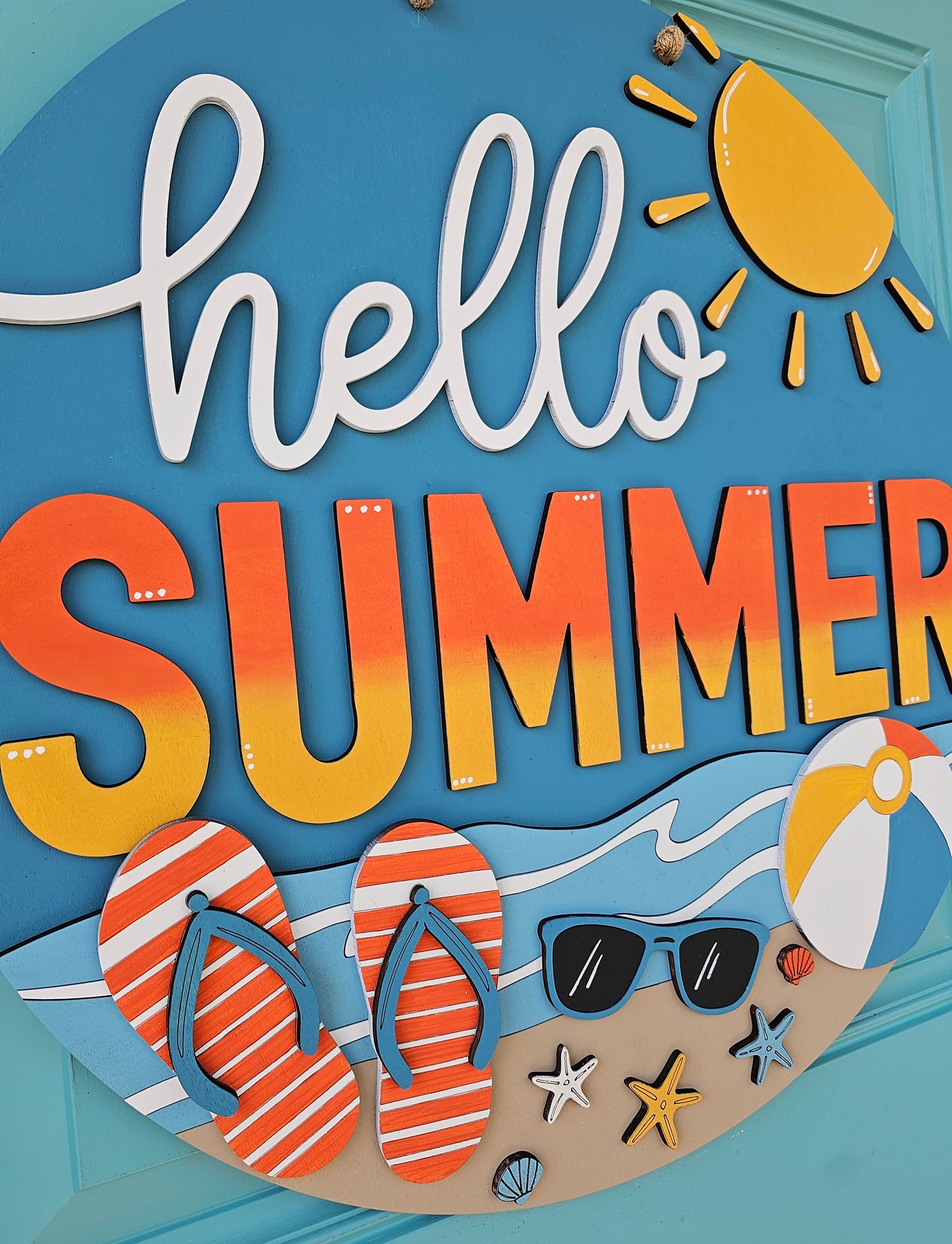 Hello Summer Sunny Beach Door Hanger