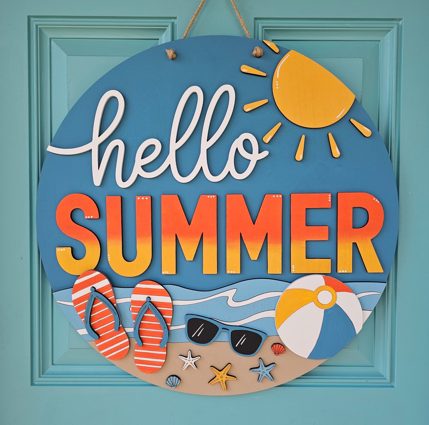 Hello Summer Sunny Beach Door Hanger