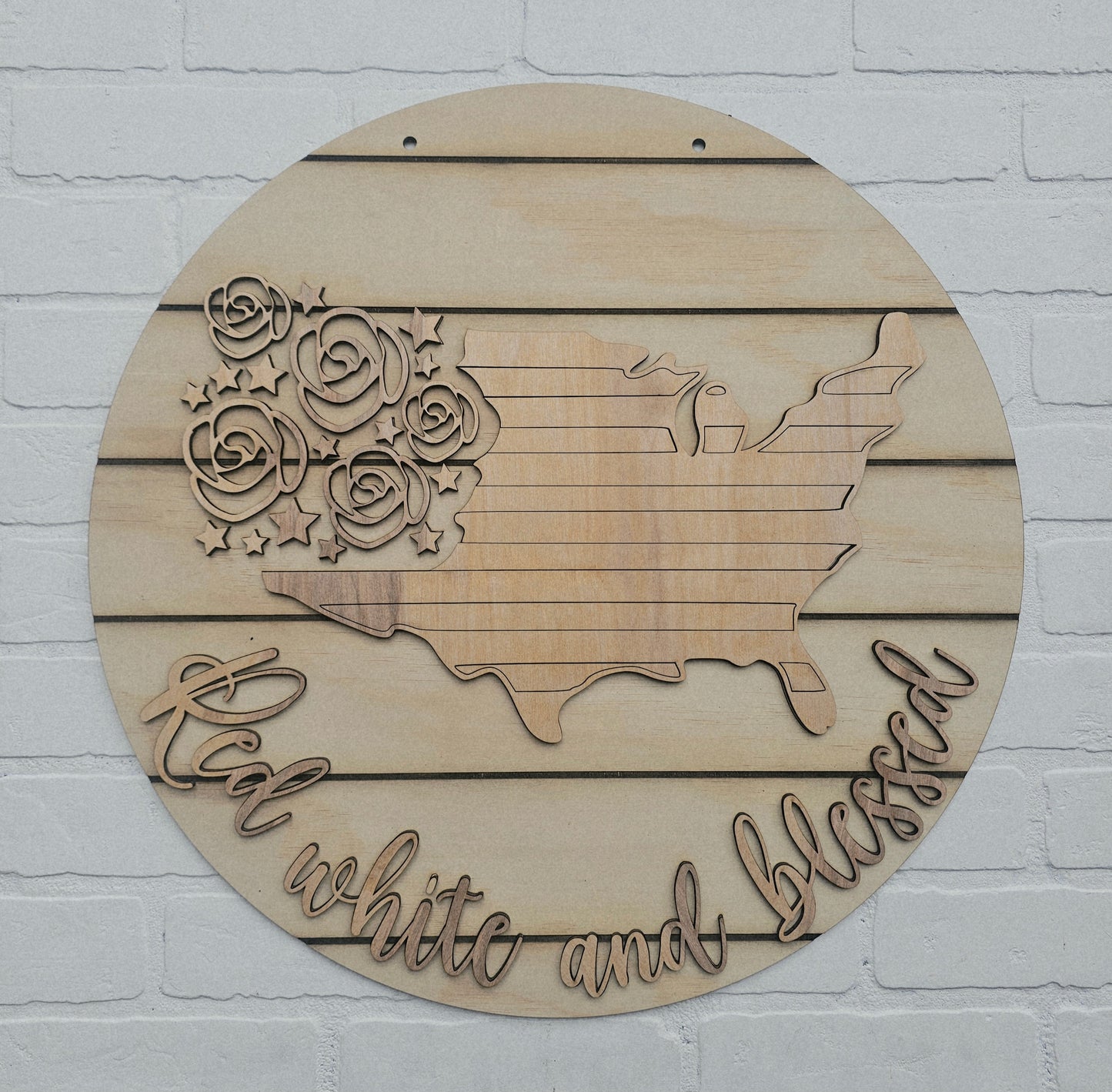 Red, White & Blessed Door Hanger