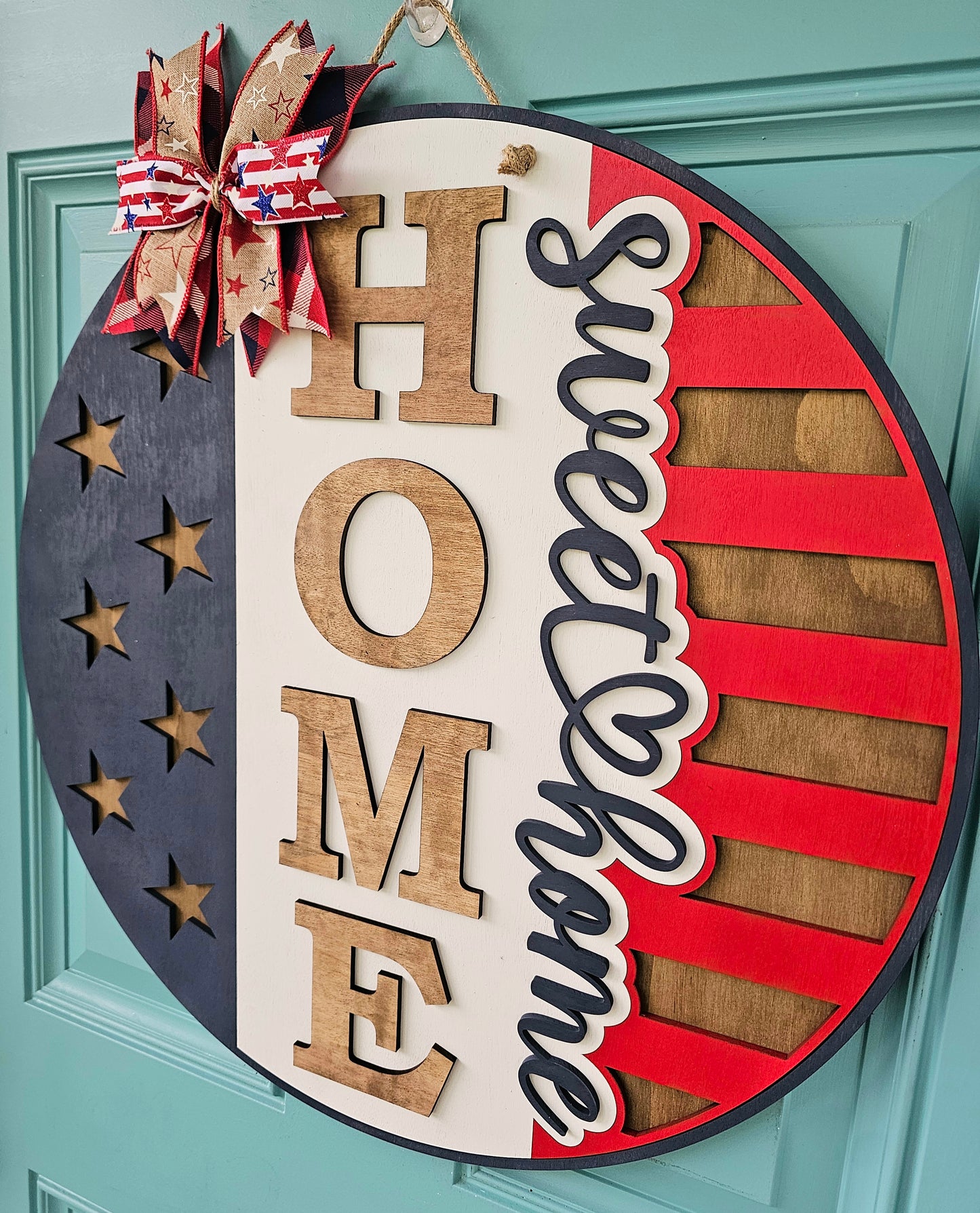 Patriotic Home Sweet Home Flag Door Hanger