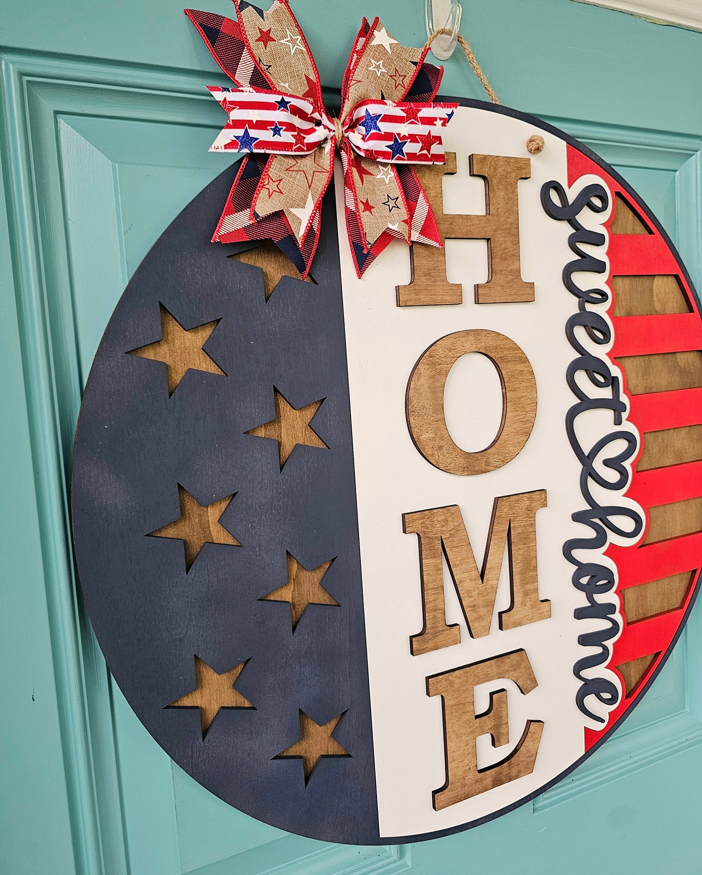 Patriotic Home Sweet Home Flag Door Hanger