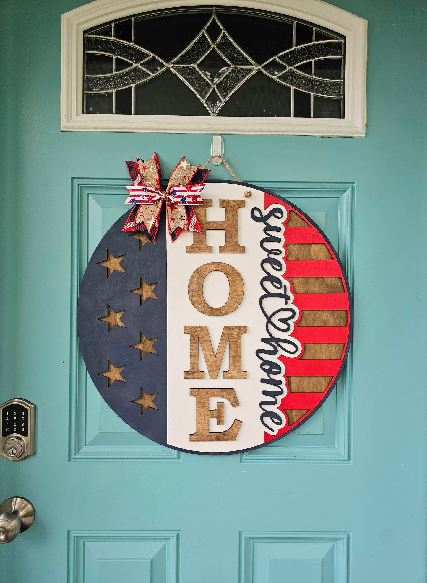 Patriotic Home Sweet Home Flag Door Hanger