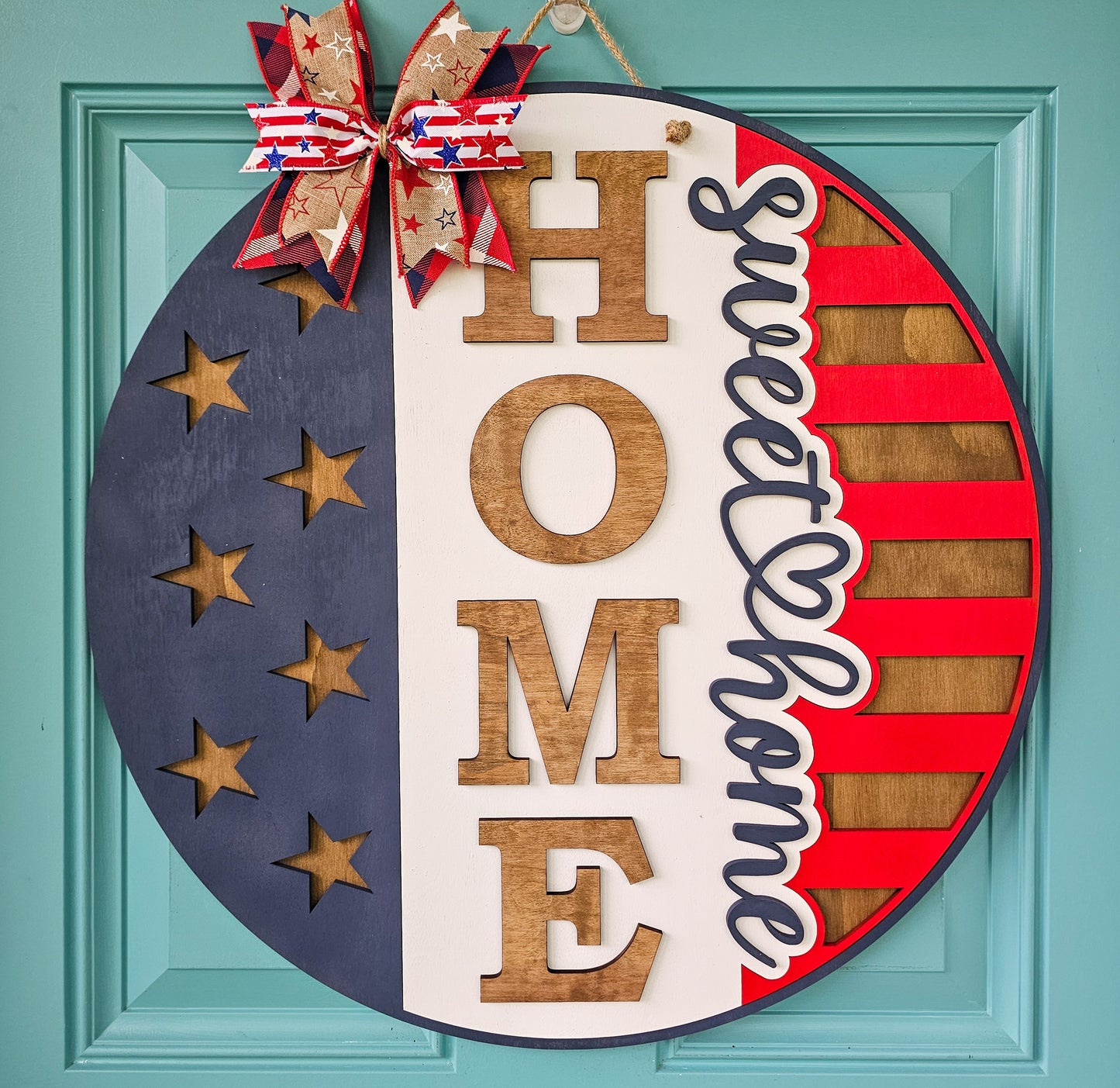 Patriotic Home Sweet Home Flag Door Hanger