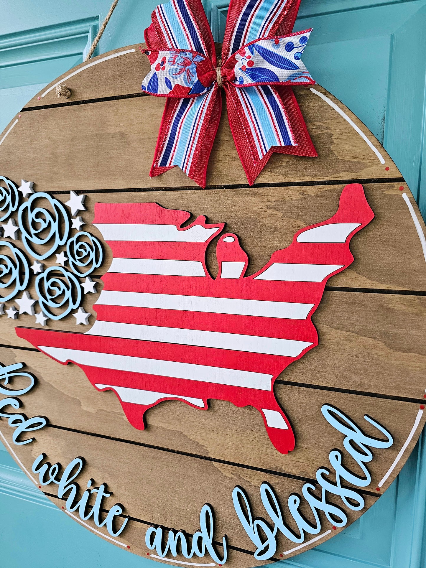 Red, White & Blessed Door Hanger