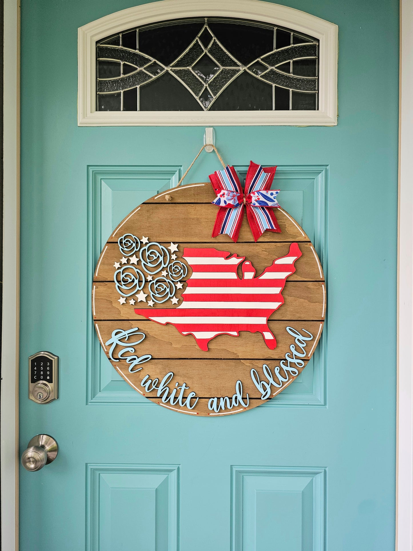 Red, White & Blessed Door Hanger