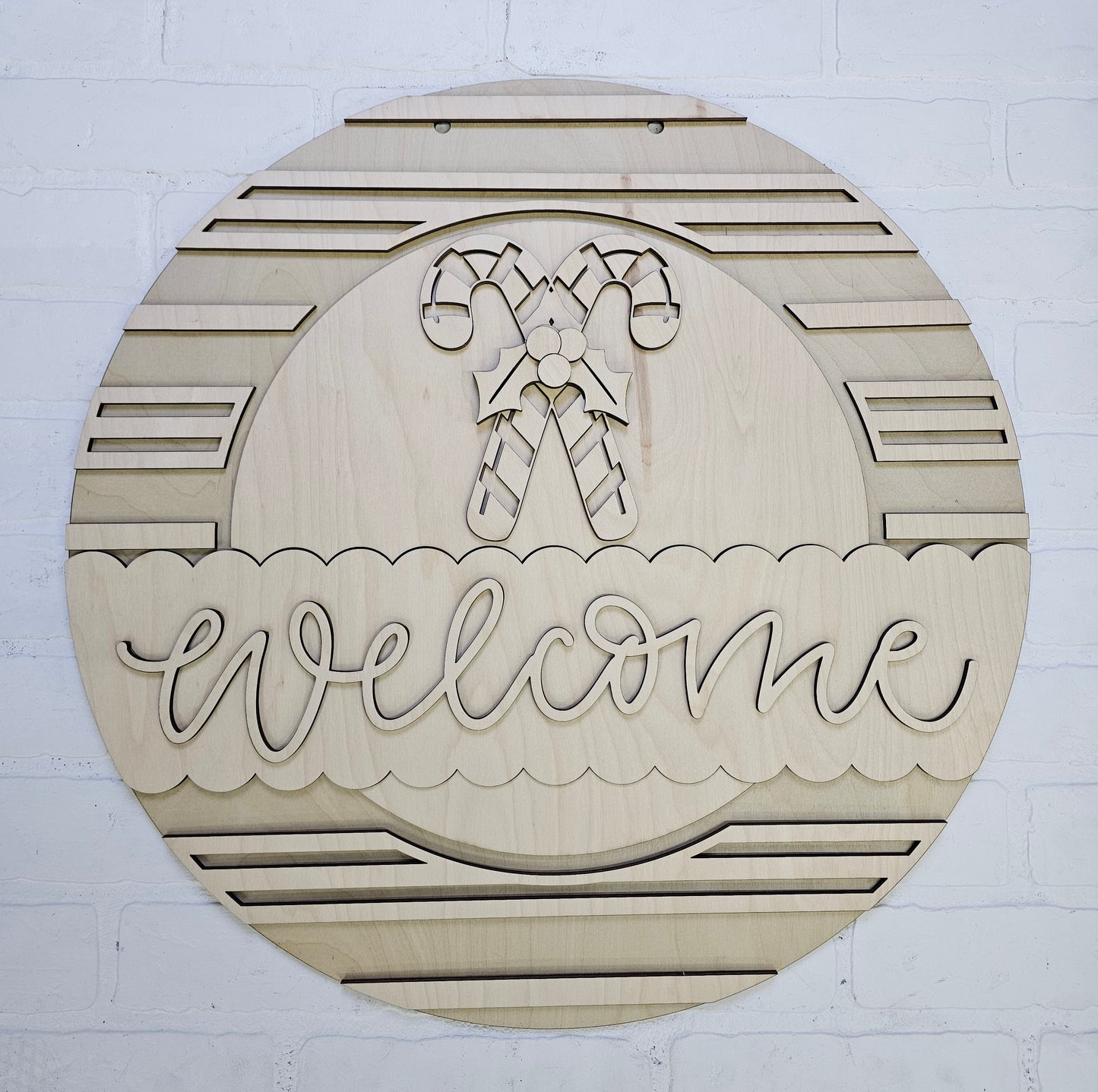 Welcome Candy Cane Door Hanger