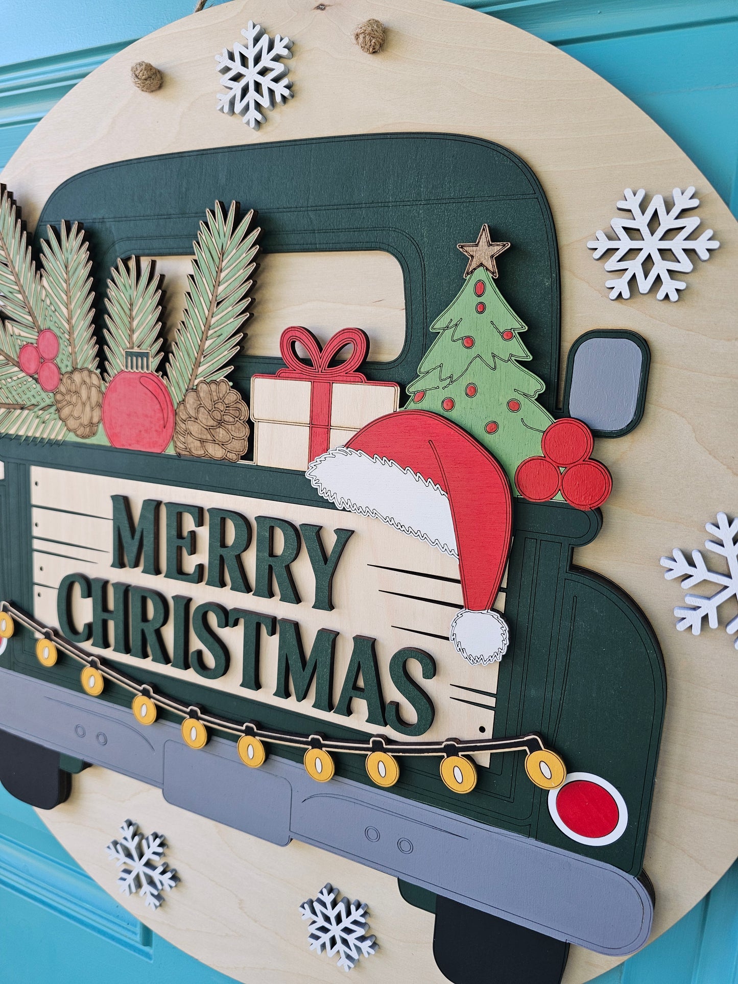 Merry Christmas Rustic Truck Door Hanger
