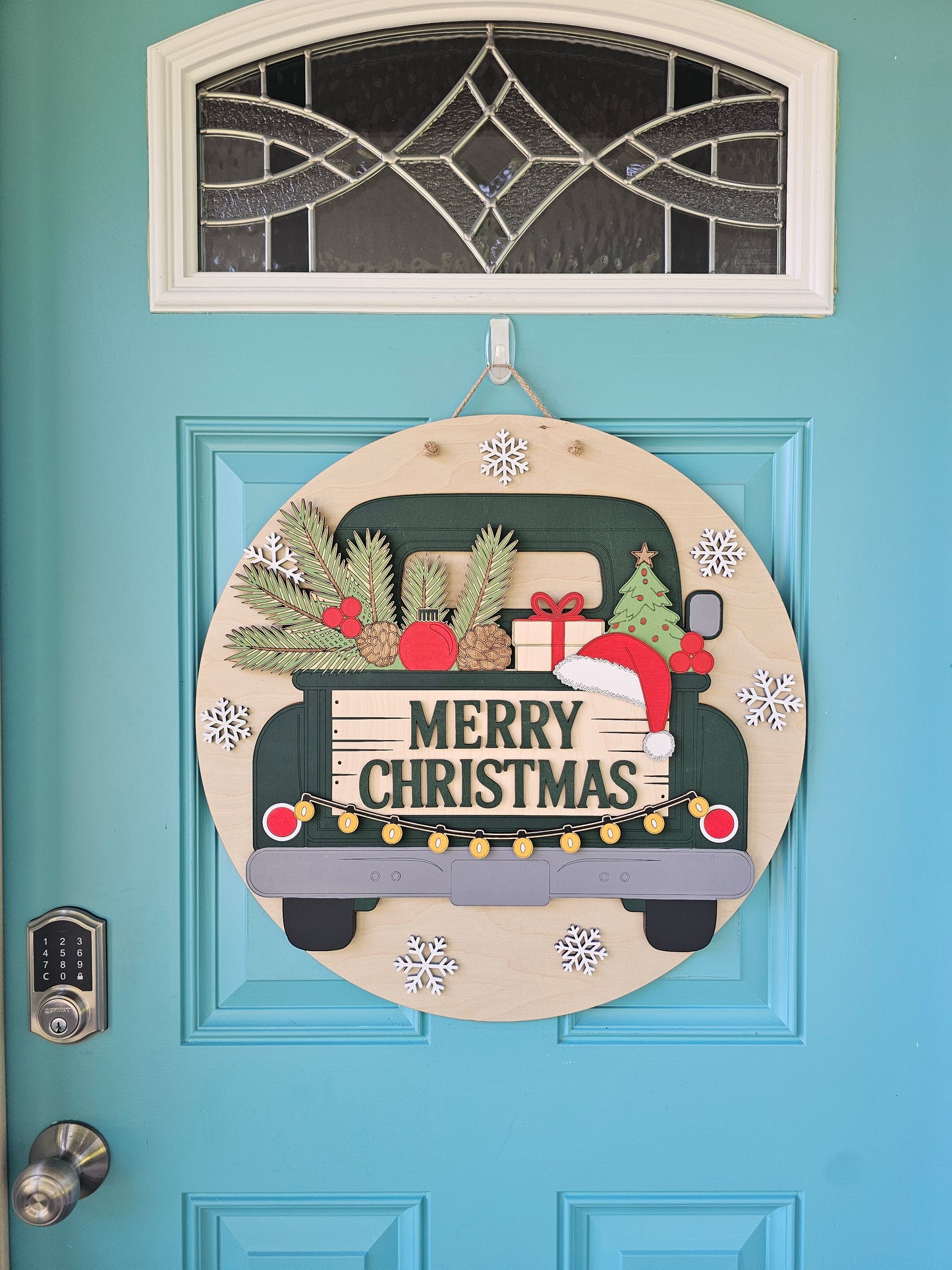 Merry Christmas Rustic Truck Door Hanger