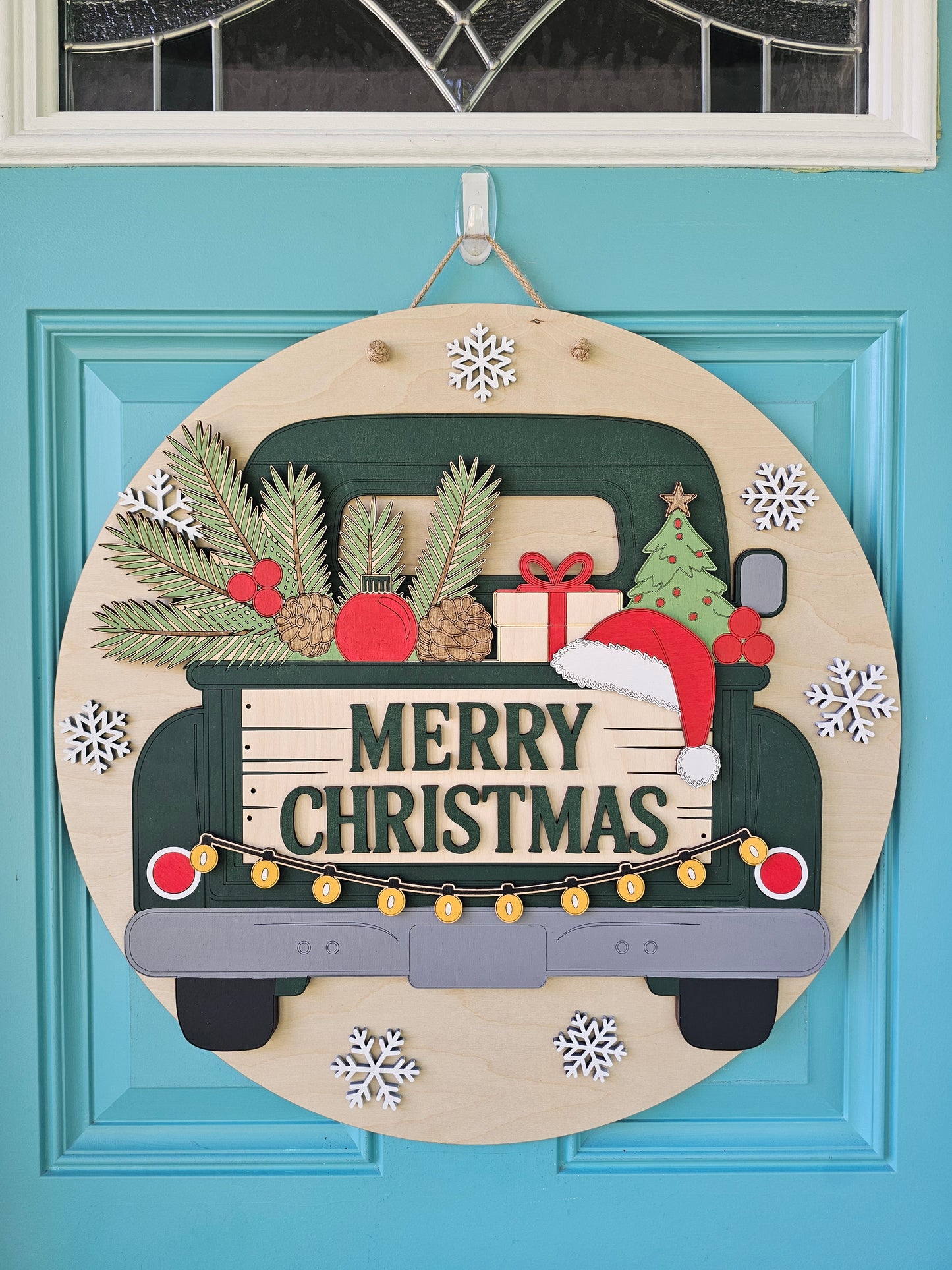 Merry Christmas Rustic Truck Door Hanger