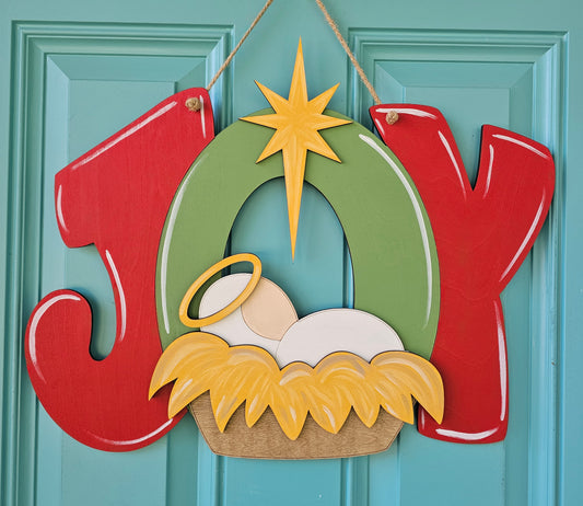 Joy with Manger Door Hanger