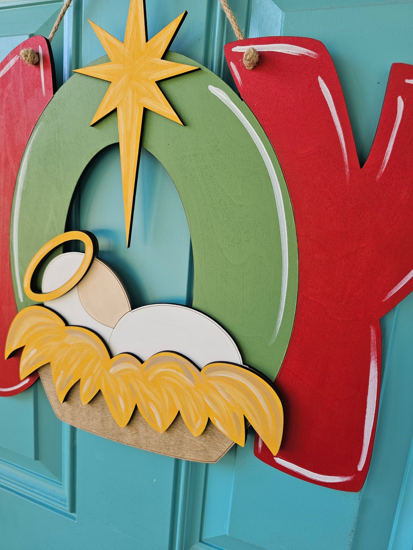 Joy with Manger Door Hanger