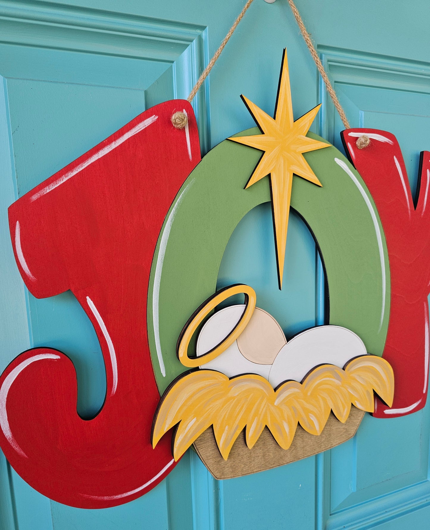 Joy with Manger Door Hanger