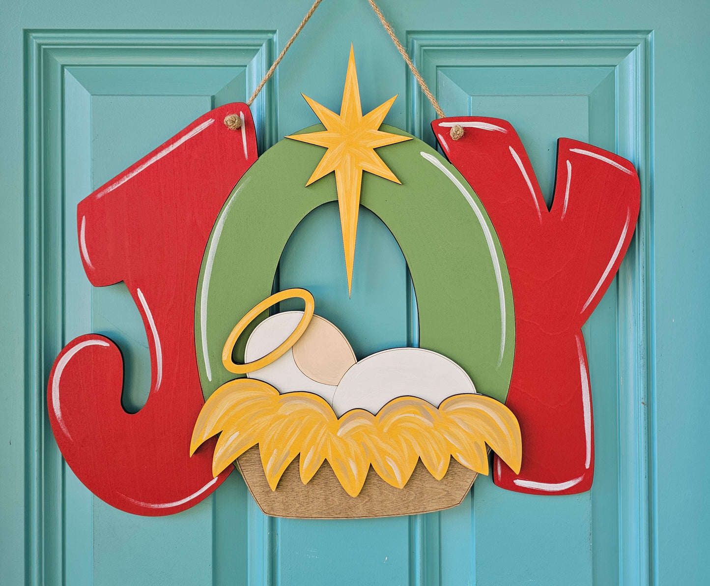 Joy with Manger Door Hanger