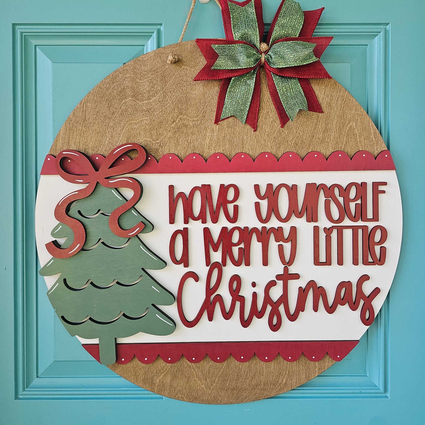 Merry Little Christmas Bow Door Hanger