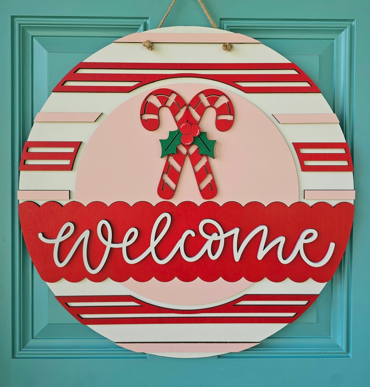 Welcome Candy Cane Door Hanger