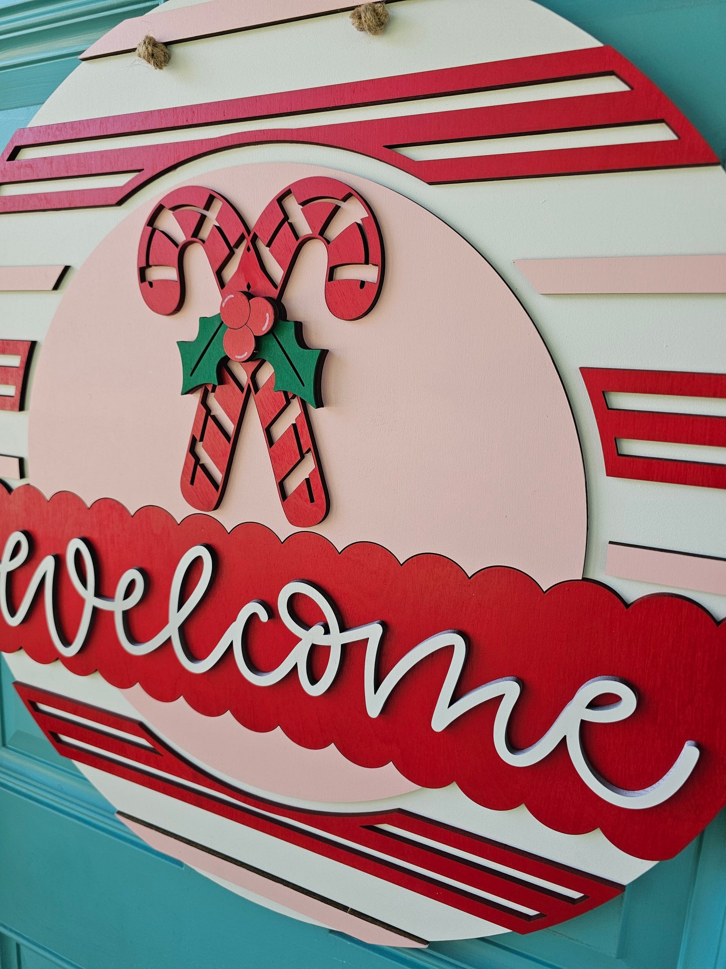 Welcome Candy Cane Door Hanger