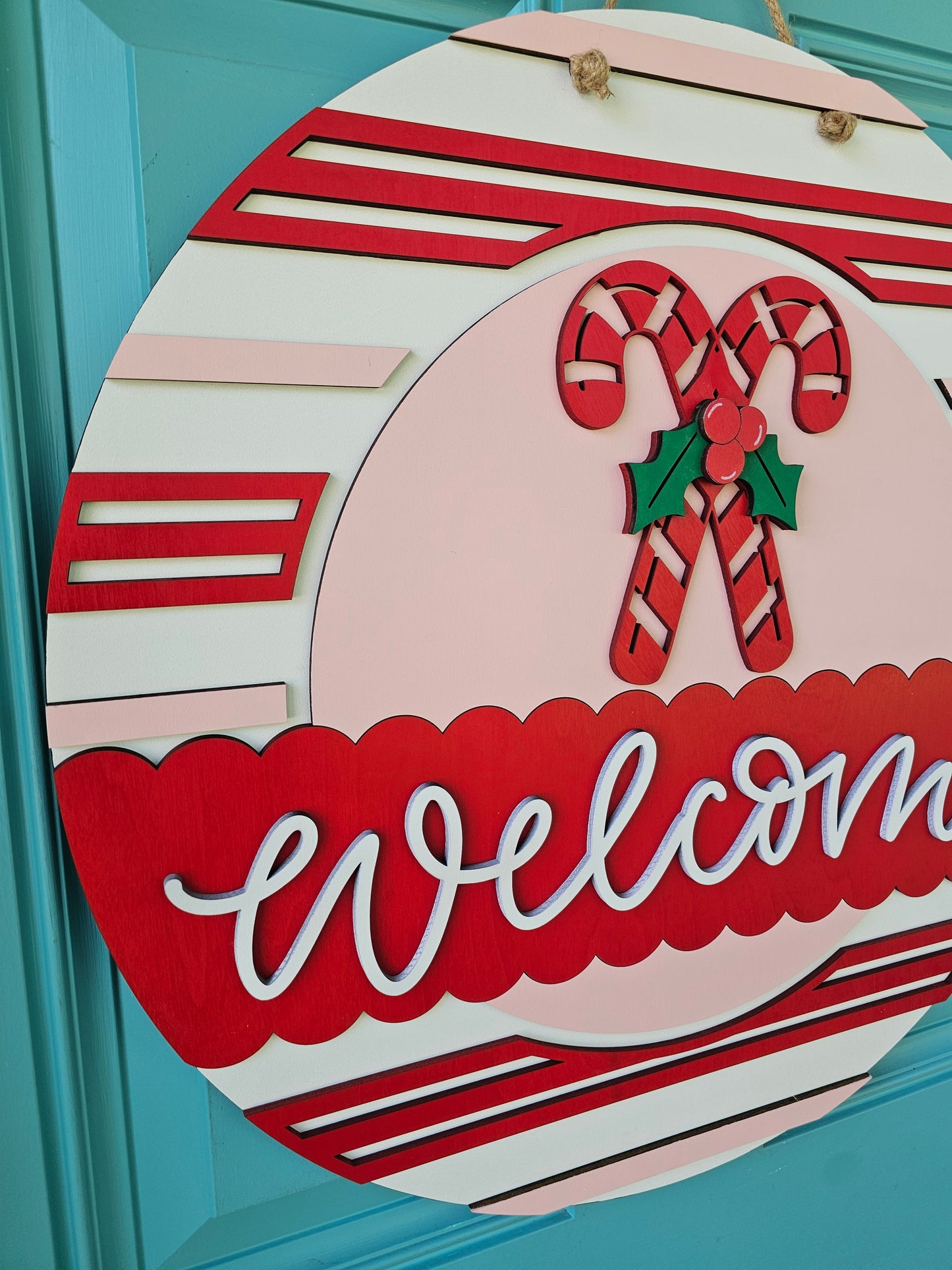 Welcome Candy Cane Door Hanger