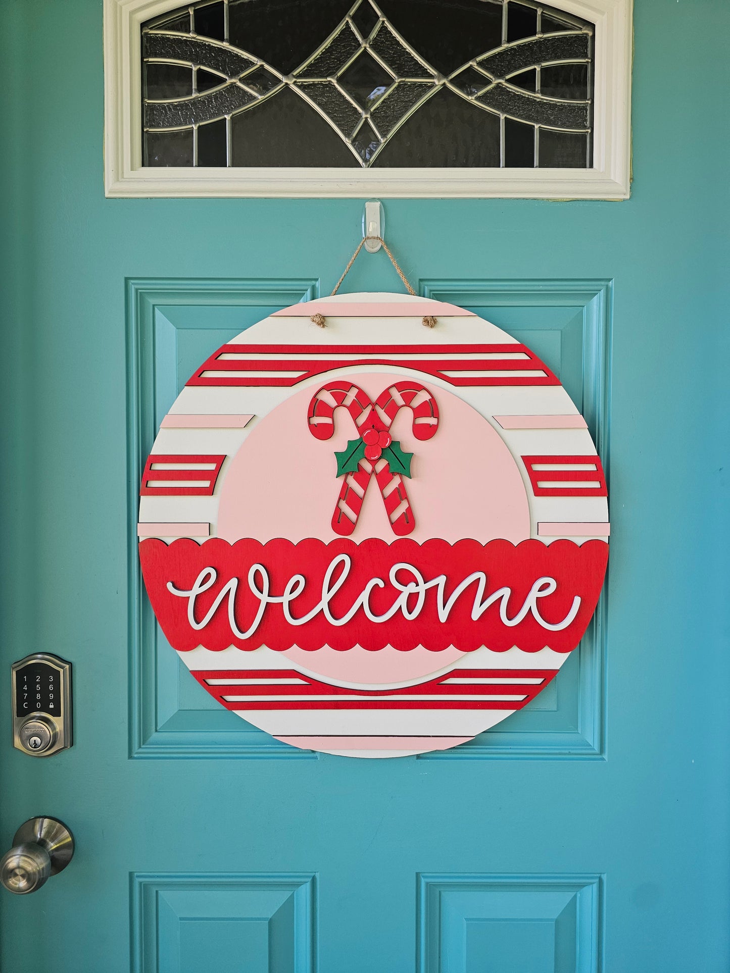 Welcome Candy Cane Door Hanger