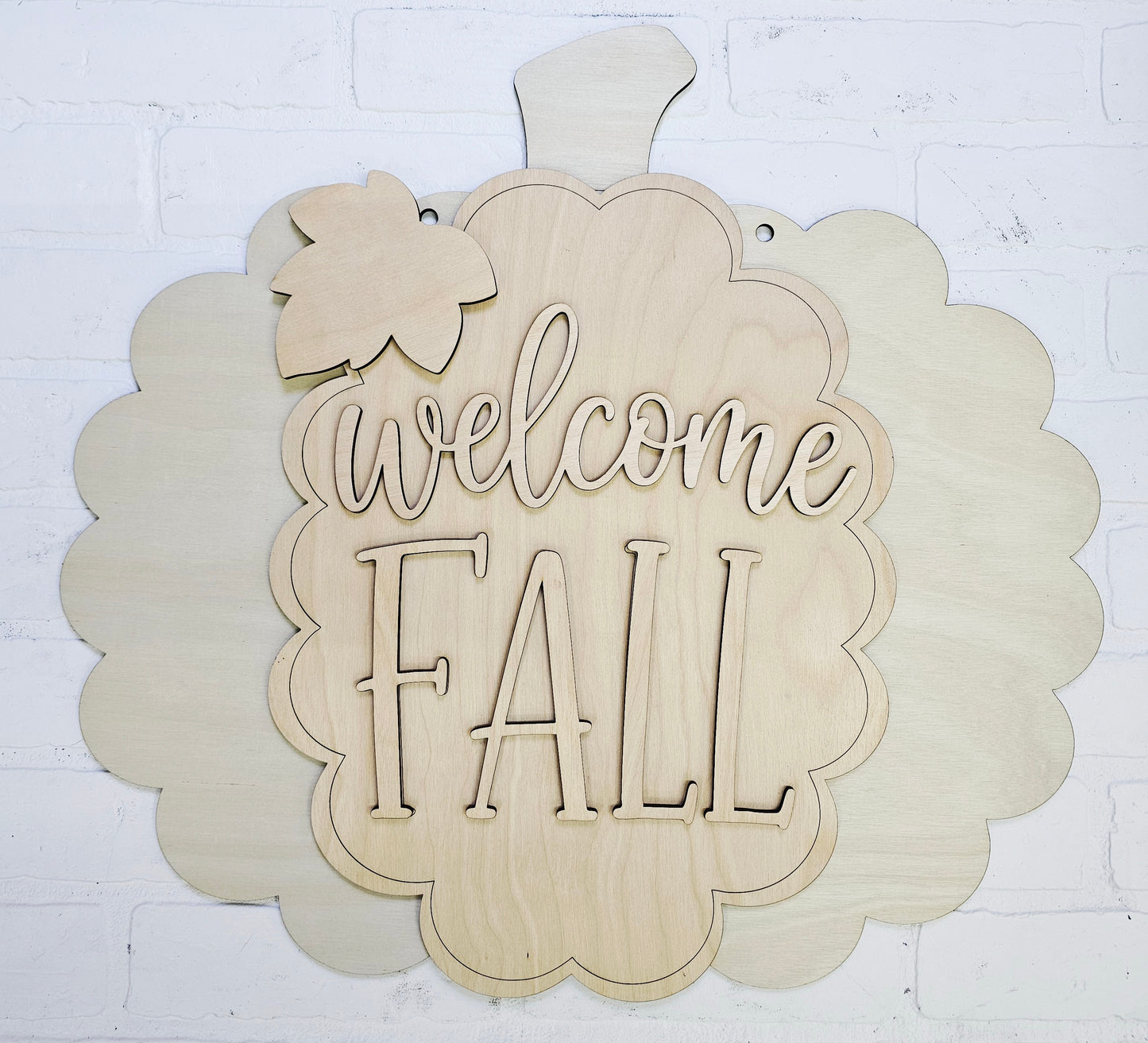 Welcome Fall Scalloped Pumpkin Door Hanger