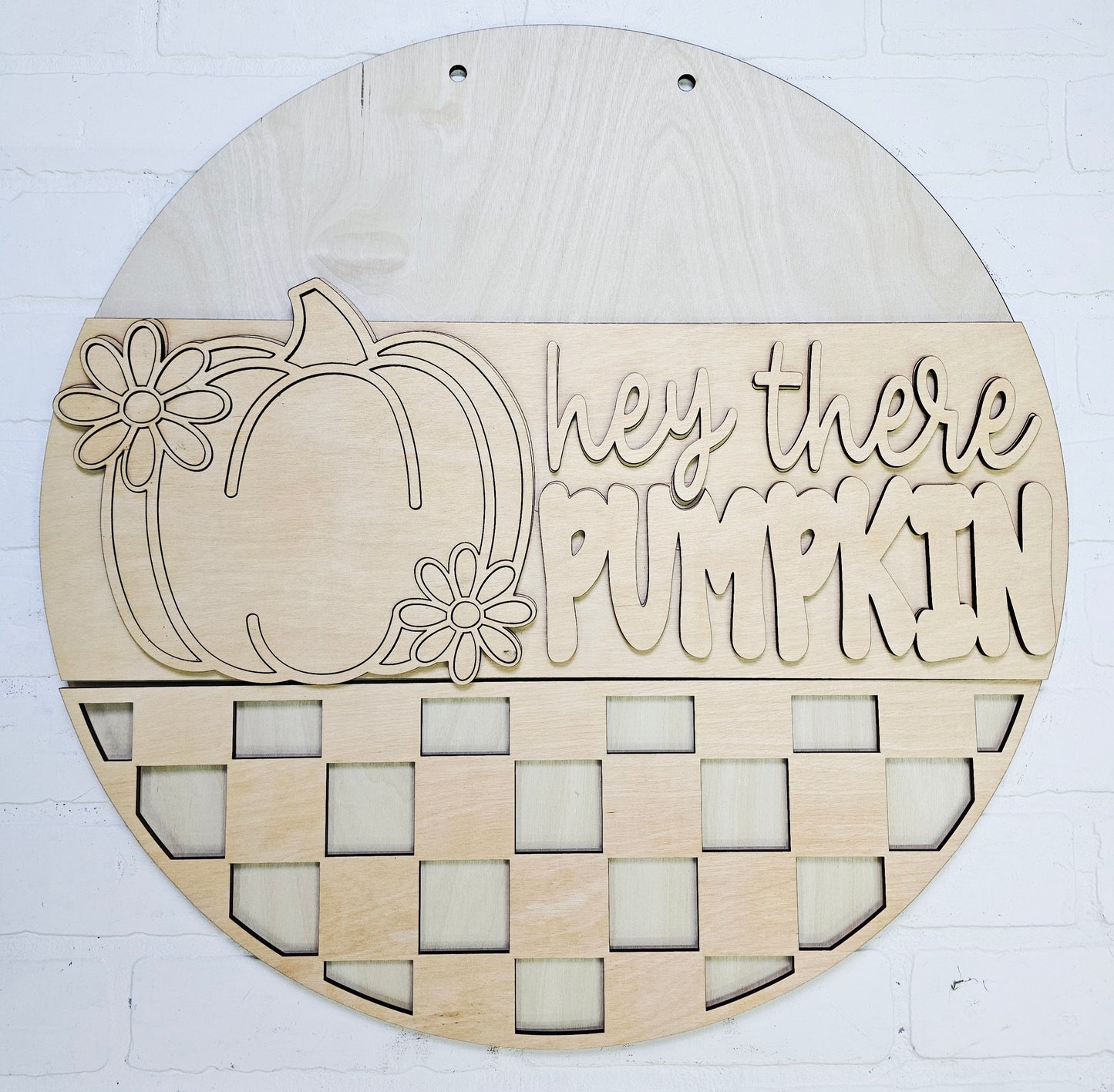 Fall Checkered Pumpkin Door Hanger